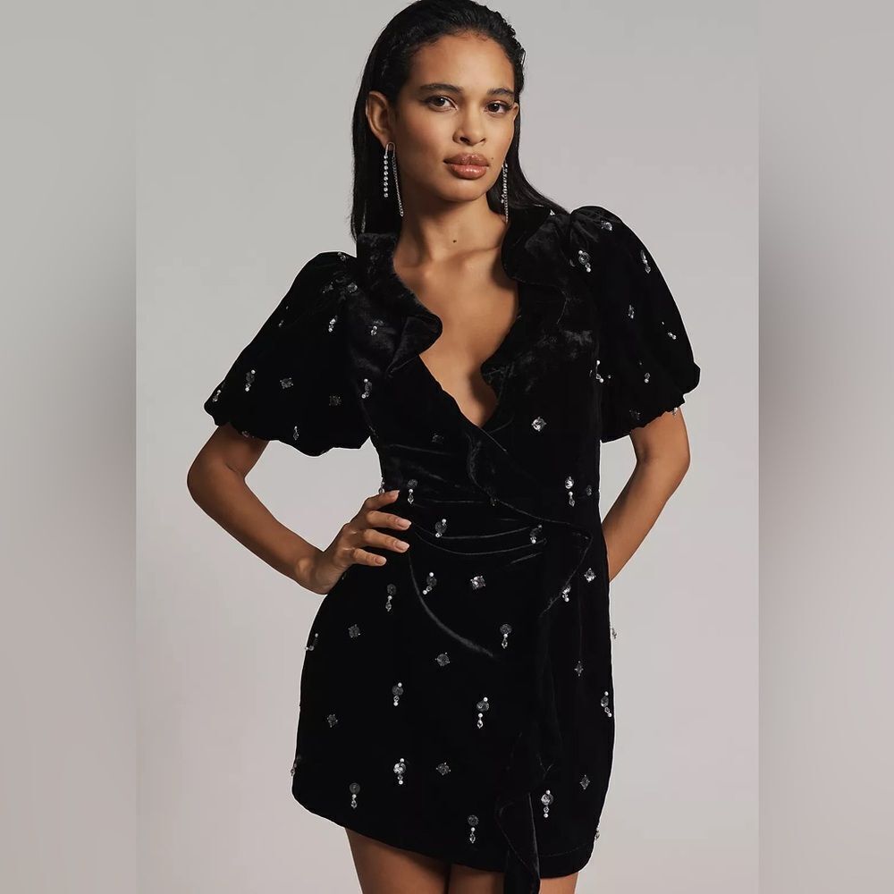 Anthropologie Maeve Embellished Velvet Mini Dress NWT